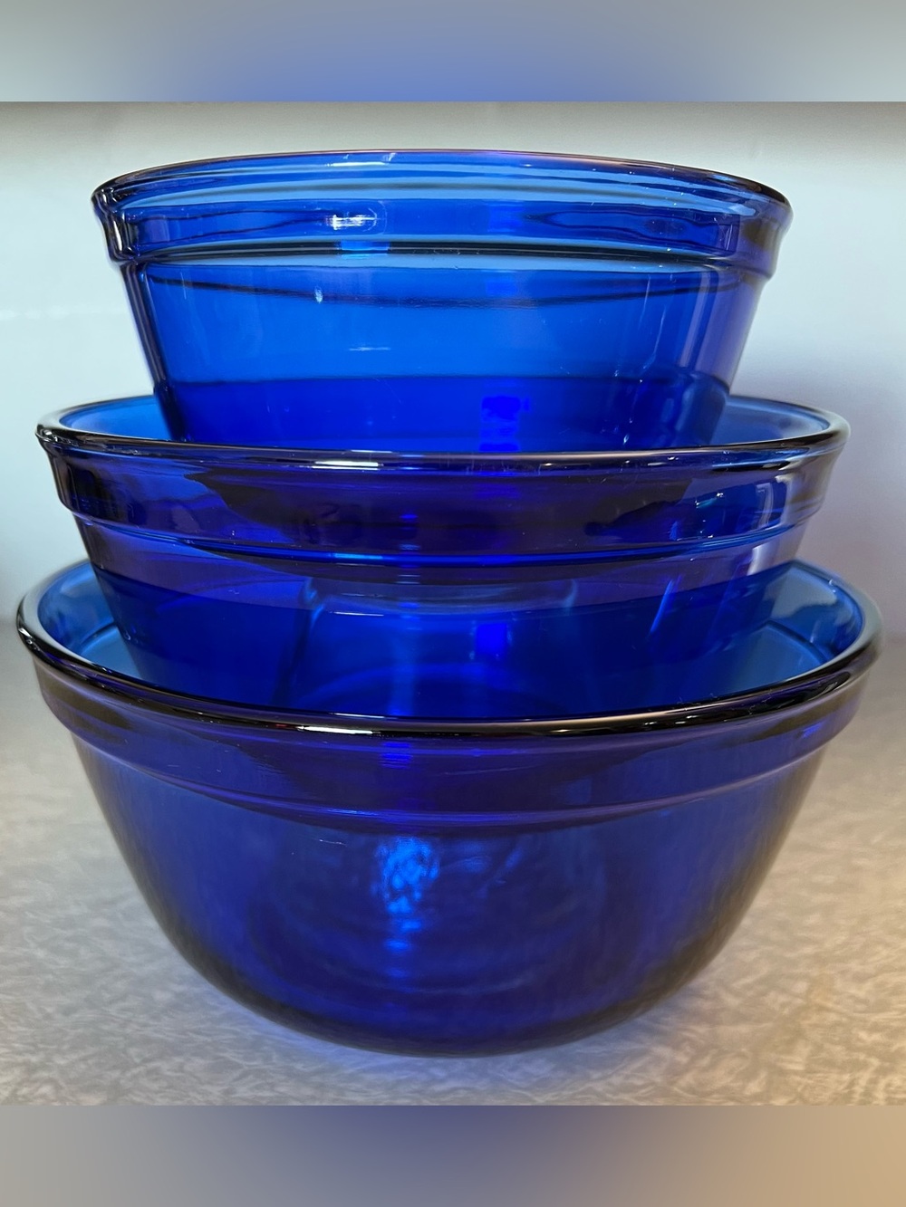 Vintage Anchor Hocking Cobalt Blue Nesting Bowls